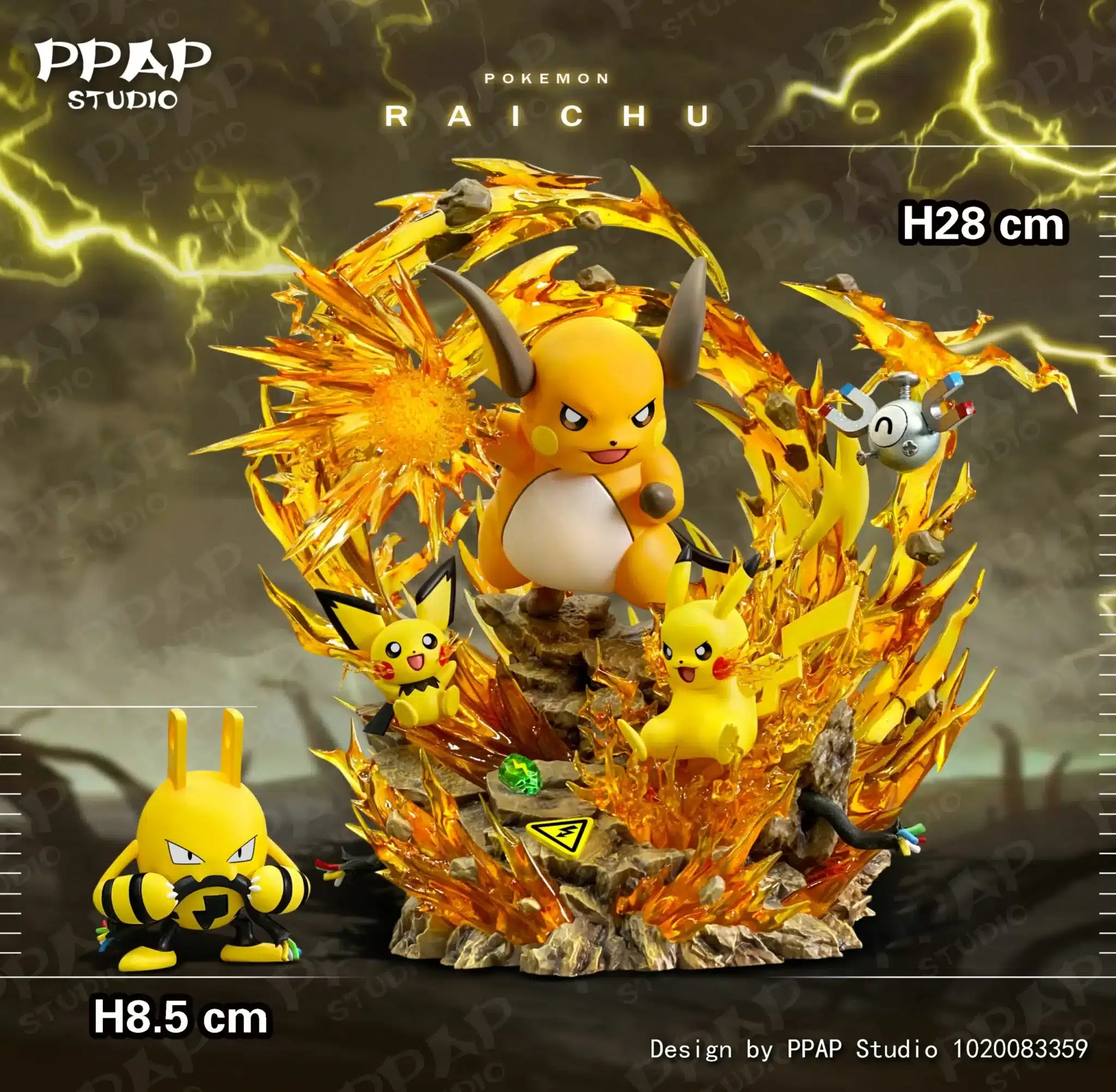 Pokemon PPAP Studio Pikachu x Elekid Evolution Resin Statue