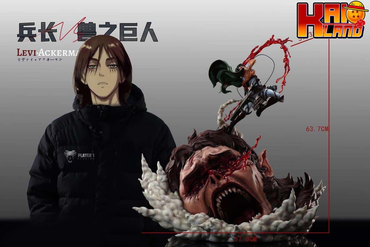Attack on Titan Player 1 Studio Levi vs Titan Beast Resin Statue