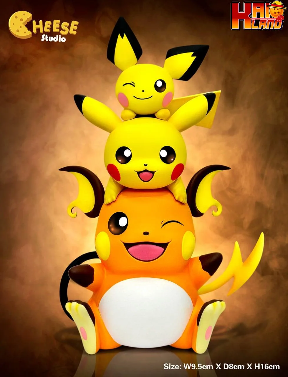 Pokemon Cheese Studio Evolution of Pikachu Set Jenga Resin Statue