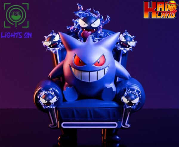 Pokemon Geisha Studio Throne Gengar Resin Statue 5