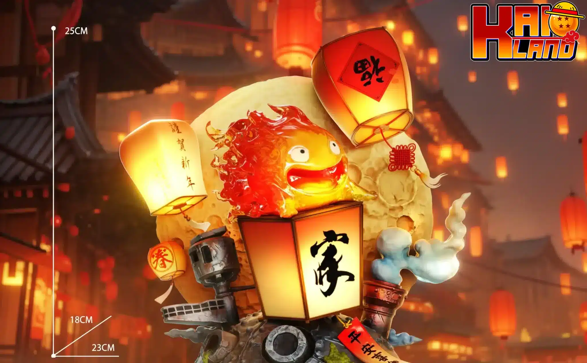 Howls Moving Castle Rising Sun Studio Hayao Miyazaki New Year Calcifer Resin Statue