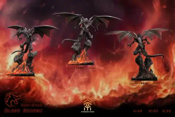YuGiOh Aftershock Studio Blue Eyes White Dragon x Red Eyes Black Dragon Resin Statue 2