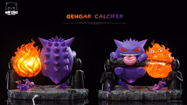 Pokemon x Howls Moving Castle MMLAND Studio Gengar x Calcifer Resin Statue 0