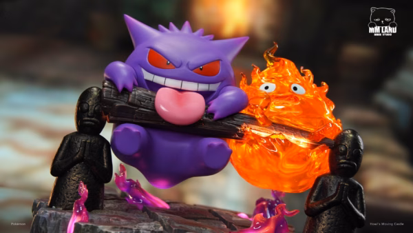 Pokemon x Howls Moving Castle MMLAND Studio Gengar x Calcifer Resin Statue 3