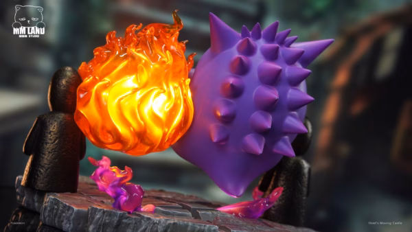 Pokemon x Howls Moving Castle MMLAND Studio Gengar x Calcifer Resin Statue 4