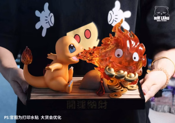 Pokemon X Howls Moving Castle MMLAND Studio Charmander x Calcifer Resin Statue 0