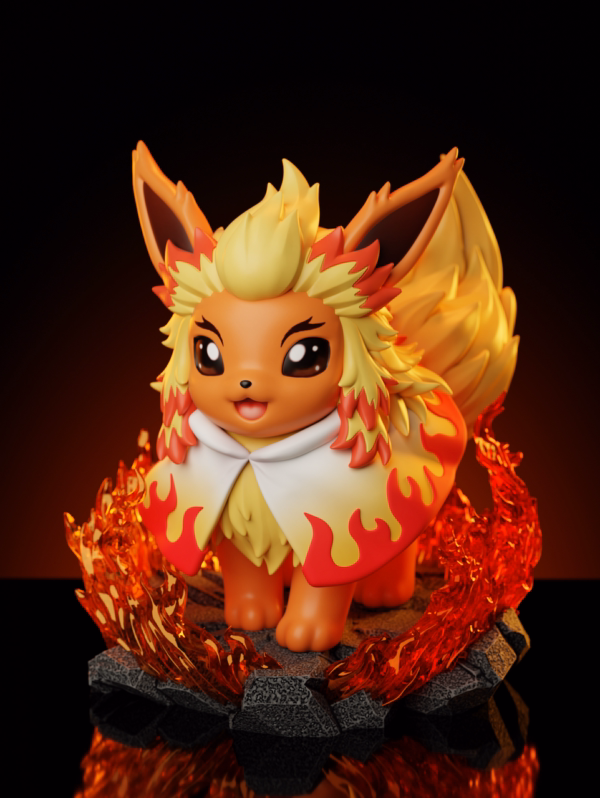 Pokemon ZH Studio Flareon Cos Rengoku Kyoujurou Resin Statue 1