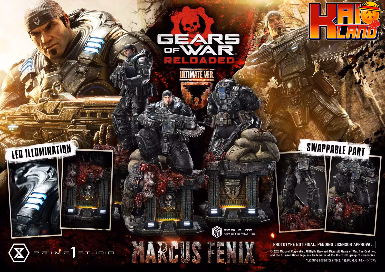 Gears of War Reloaded Prime 1 Studio Marcus Fenix Licensed Resin Statue
