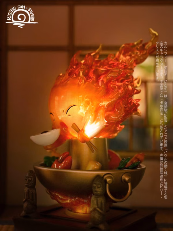 Howls Moving Rising Sun Studio Hot Pot Calcifer Resin Statue 2