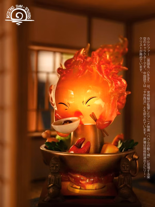 Howls Moving Rising Sun Studio Hot Pot Calcifer Resin Statue 3