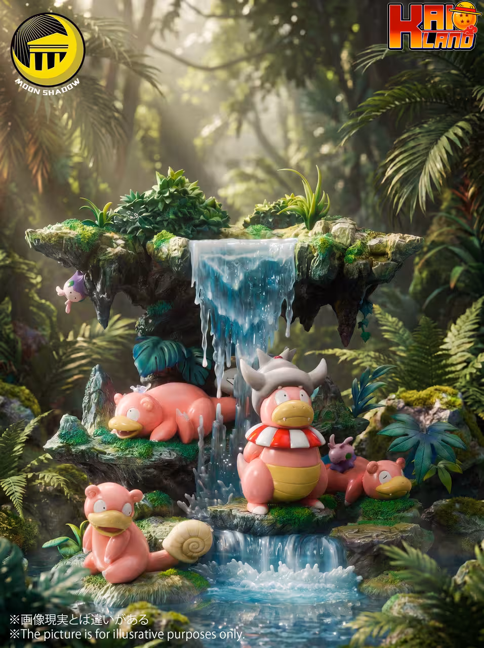 Pokemon Moon Shadow Studio Slowpoke Family Nature Scene Resin Statue